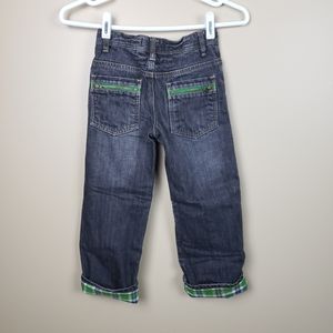 MINI BODEN Flannel Lined Grey Jeans w/ Zipper, 6Y